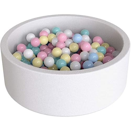 Wonder Space Deluxe Kids Round Ball Pit, Premium Handmade Kiddie Balls Pool, Soft Indoor Outdoor Nursery Baby Playpen, Ideal Gift Play Toy for Children Toddler Infant Boys and Girls (Off-White)
