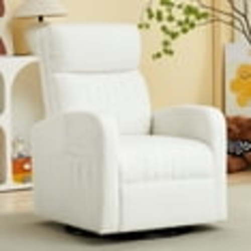 Aemeios 28" Teddy Upholstered Swivel Rocker Glider Nursery Rocking Chair, White