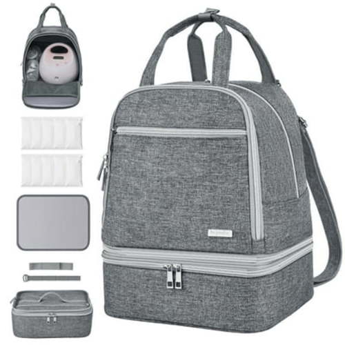Breast Pump Bag, Spectra Pump Backpack, Pumping Bag for Working Mom, Compatible with Spectra S1, S2, Grey
