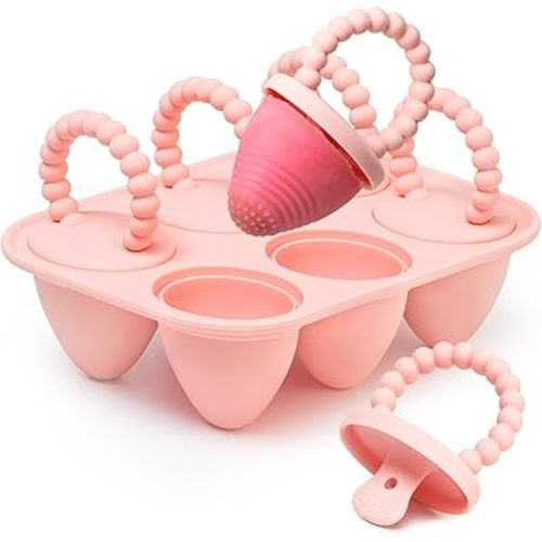 All-Silicone Baby Popsicle Molds with Sticks, 6-Cavity Mini Popsicles Molds for Babies Breastmilk Popsicle Molds for Teething Relief, Frozen Treats Maker Popsicle Maker Ice Pop Mold for Toddlers Kids