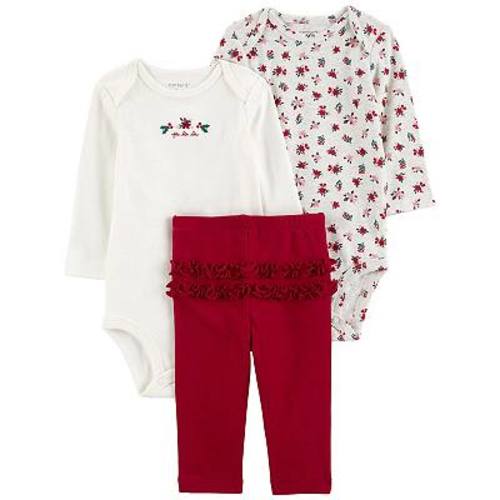 Baby Girl Carter's 3-pc. Holiday Floral Bodysuits & Pants Set