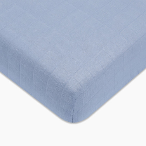 Crib Sheet in GOTS Certified Organic Muslin Cotton - Dewdrop