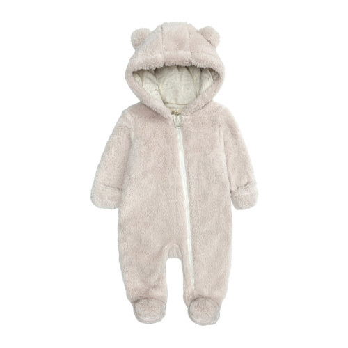 Odeerbi Baby Girls Boys Clothes Baby Rompers Newborn Winter Fleece Jumpsuit Solid Hooded Romper Zipper Coat Outwear