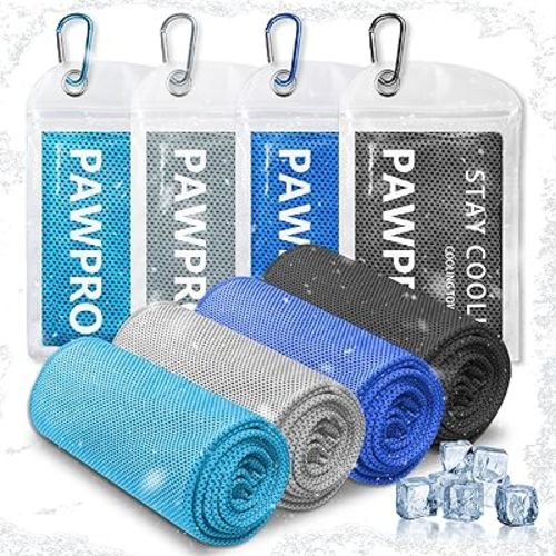 4 Packs Cooling Towels for Neck and Face, Soft Breathable Gym Towels with Waterproof Bag & Carabiner, Multi-Colored Sweat Towels for Gym, Running, Yoga, Travel, Climb