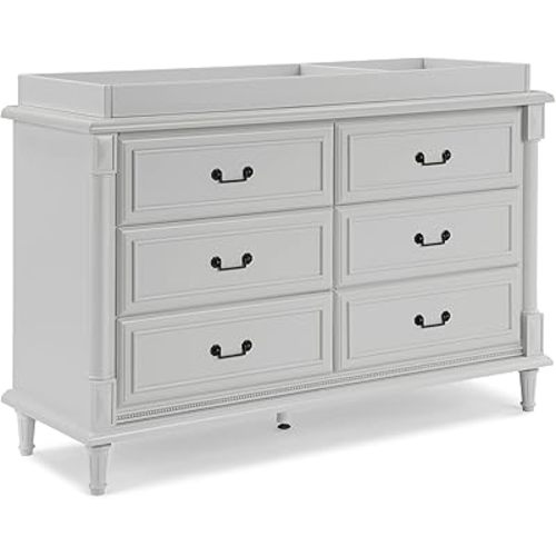 Delta Children Simmons Kids Juliette 6 Drawer Dresser with Changing Top, Greenguard Gold Certified, Moonstruck Grey