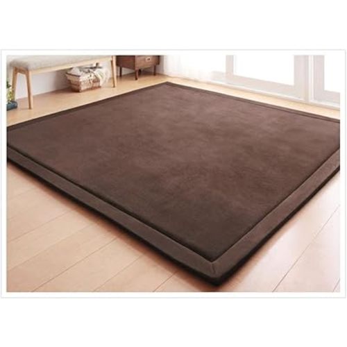 Loartee Nursery Rug Coral Velvet Crawling Rugs Mat Area Rugs Play Crawling Mat(5.0'x 6'8", Coffee) for Toddler Children Play Mat Yoga Mat Exercise Pads Carpet