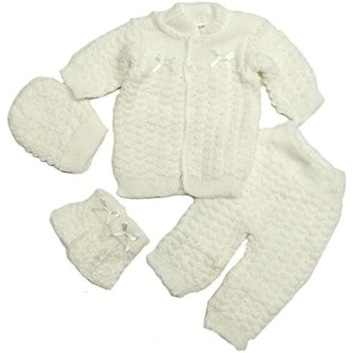 Fashion Cute Newborn Baby Boy's Girl's Unisex Warm Winter 4 Pieces Crochet Set