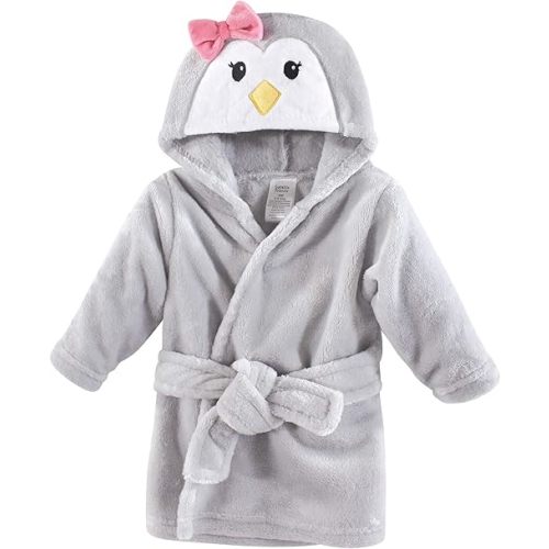 Luvable Friends Unisex Baby Plush Bathrobe, Girl Penguin, 0-9M