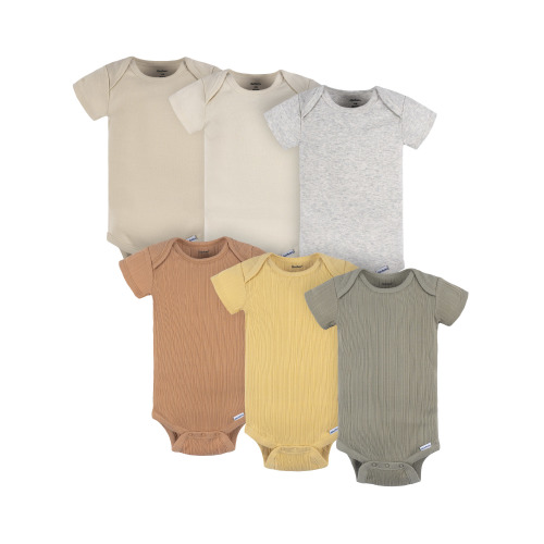 Gerber Baby Neutral Short Sleeve Bodysuits, 6-Pack, Sizes Newborn - 24 Months
