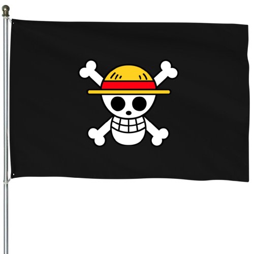 Straw hat jolly roger House Flags 38" x 57" Black sold by ZoomkSVG | SKU 100967105 | Printerval