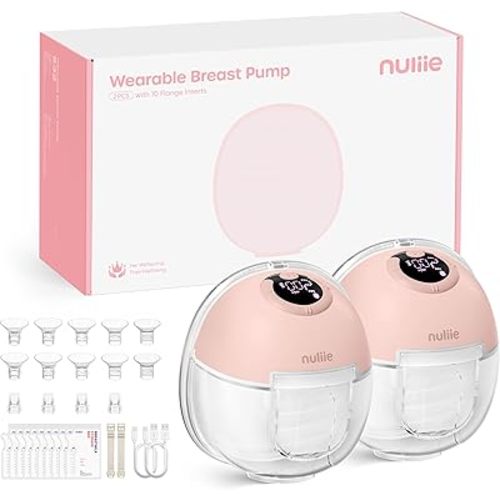 Nuliie S32 Wearable Breast Pump Hands-Free, More Private Electric Pump, 4 Modes 9 Suction Levels, 24mm Flange with 13/15/17/19/21mm Inserts, Easy Clean & Anti-Leak Design (2 Pack, Pink)