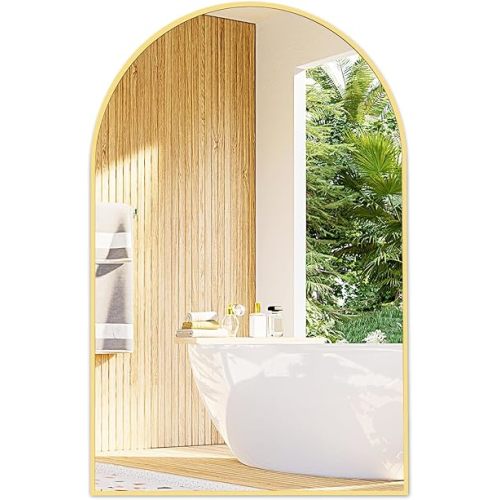 Fabuday Large Gold Arch Wall Mirror 24x36 - Arched Vanity Mirrors for Bathroom Over Sink, Big Hanging Mirror for Bedroom, Living Room, Dresser, Entryway Wall Decor