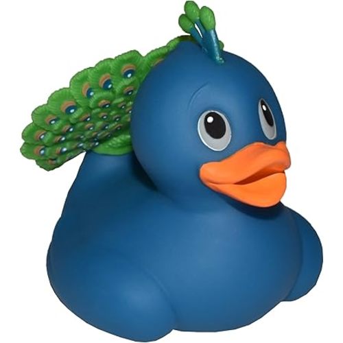 Wild Republic Rubber Ducks, Bath Toys, Kids Gifts, Pool Toys, Water Toys, Peacock, 4"