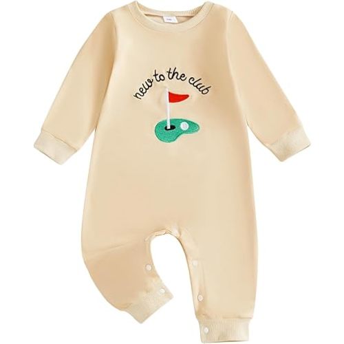 Baby Boy Girl Fall Winter Clothes Newborn Golf Embroidery Romper Long Sleeve Jumpsuit Cute Infant One-piece Outfit