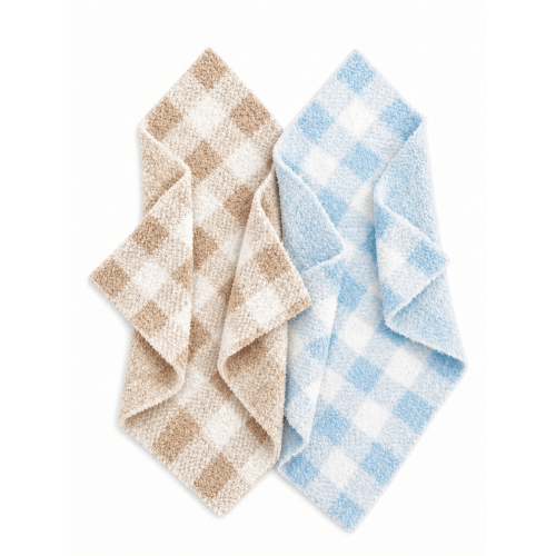 Gingham Mini Blanket 2-Pack (15"x20") – Soft Baby Security Lovey Set – SpearmintLOVE