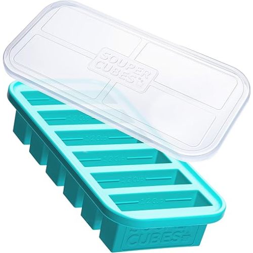 Souper Cubes 1/2 Cup Silicone Freezer Mold, Perfect for Storing Soups, Sauces, Juices, Desserts, Smoothie Prep and More, Freezer Portion Mold for Meal Prepping - Aqua - 1-Pack