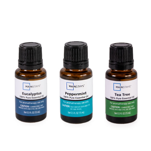 Mainstays 100% Pure Essential Oil, 3-Pack Eucalyptus, Peppermint, Tea Tree 15 ml, Therapeutic Grade, for use with Oil Diffusers, Potpourri, and Wicking Fragrance Diffusers