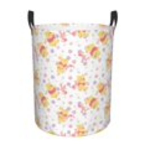Classic Winnie The Pooh Nursery Storage Basket, Large Barrel Shaped Laundry Hamper With Waterproof PE Coating, Foldable, Bathroom and Bedroom Set, Clothes,Toys Bin-Medium