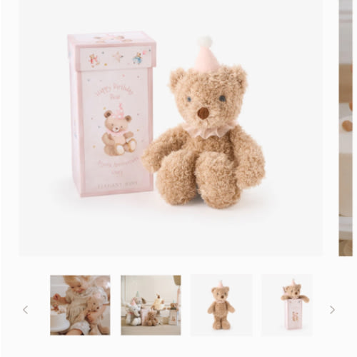 Pink Birthday Bear Plush Toy w/ Gift Box – Elegant Baby