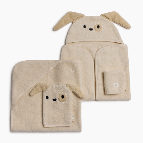Tiny Kind Cozy Critter Organic Bath Time Set 4 Piece - Dog, 0-24 M