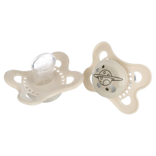 MAM Night Pacifier, 0-6 Months, Unisex, 2 Pack with Self-Sterilizing case