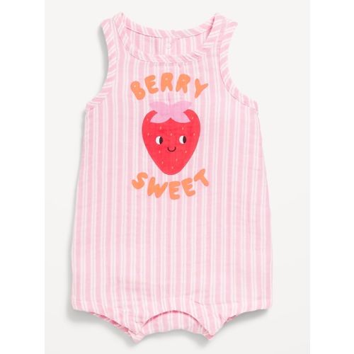 Printed Sleeveless Graphic One-Piece Romper for Baby