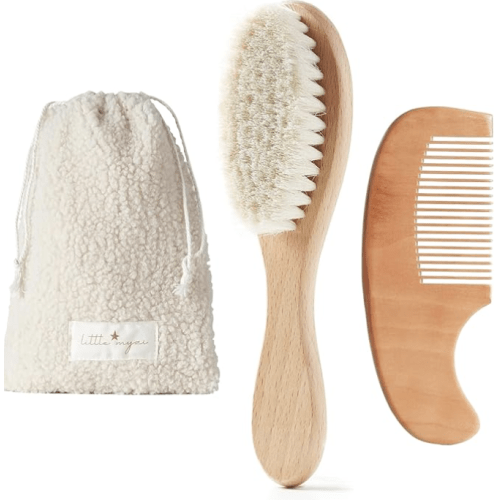 MYZI Baby Hair Brush Set – Baby Brush and Comb Set Newborn, Baby Comb and Brush Set Boy and Girl, Newborn Hair Brush and Newborn Comb - Baby Gift Set