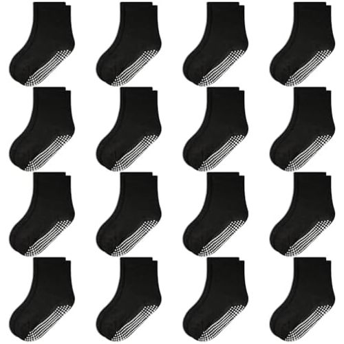 HYCLES 16 Pairs Toddler Socks, Non Slip Kid Grips Socks Sticky Boy Girl Sock for 0-7T Toddlers Baby