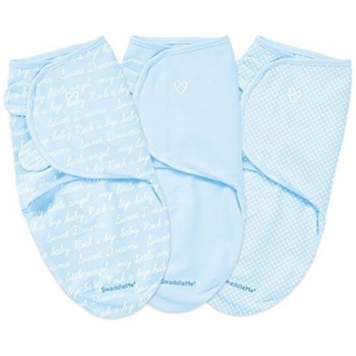 SwaddleMe Original Swaddle 3-PK, Blue Cursive (Small/Medium)