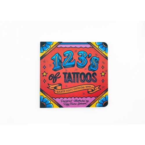 123's of Tattoos Baby Board Book - Cute Kids Gift - Hardcover - Edgy Baby Present - Custom Illustration, American Traditional Tattoo Style