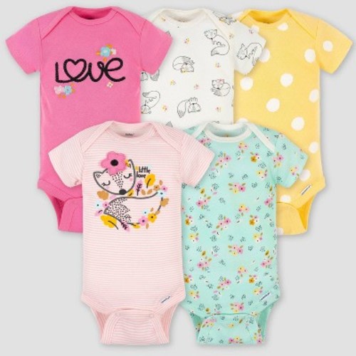 Gerber Baby Girls' 5pk Short Sleeve Onesies