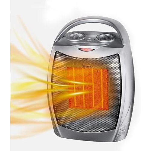 Small Portable Space Heater, 1500W/750W Adjustable Thermostat,Electric Desk heater,Fast Heating, heat Up 200 Sq Ft for Indoor Use(Silver)