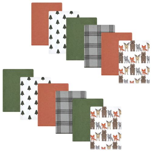 Hudson Baby Infant Boy Cotton Flannel Burp Cloths Bundle, Wild Forest, One Size