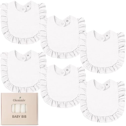 Oiomniv Muslin Baby Bibs, 100% Cotton Bandana Drool Bibs Soft Cotton Adjustable Unisex Newborn, Toddler for Drooling Teething
