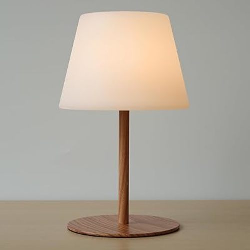 Cordless Table Lamp Rechargeable, Outdoor Battery Operated Table Lamp Waterproof, Portable Touch Dimmable Night Light, Height Adjustable, for Home/Bedroom/Patio/Restaurant (Wood)