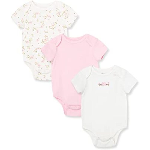Little Me Baby Girls' 3-Pack 100% Cotton Scratch Free Tag Bodysuits