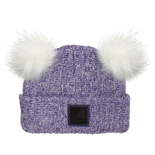 Arctic Gear Infant Cotton Cuff Hat with Double Poms, Color: Purple grape blended with white poms