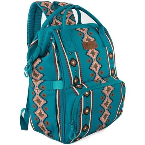 Wrangler Aztec Backpack Organized Daypack Travel Baby Bag with Stroller Strap and Side Bottle Pockets