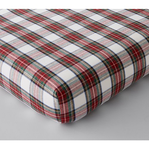 Stewart Plaid Flannel Organic Crib Fitted Sheet