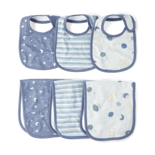Baby Boys Moon Bib And Burp Cloth 6-Piece Set - Gray