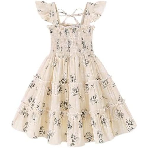 YOUNGER TREE Toddler Girl Dress Baby Girls Summer Clothes Ruffle Sleeve Floral Smock Beach Boho Dresses Sundress