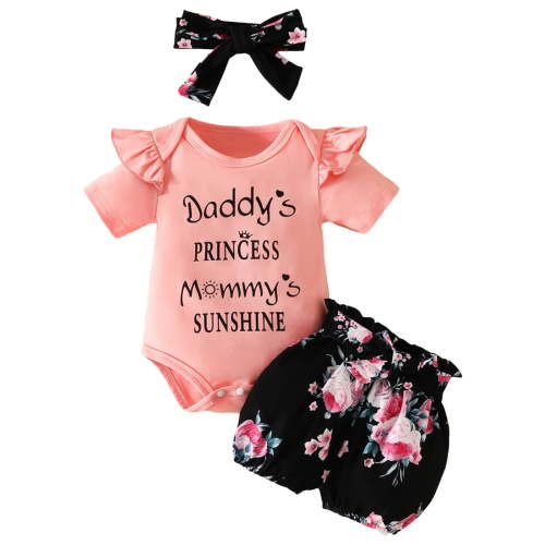 Splozh Baby Girl Clothes Summer Cowgirl Outfits My First Rodeo Romper Cow Print Bloomer Shorts Headband 3 Piece Set,Hot Pink 9-12 Months