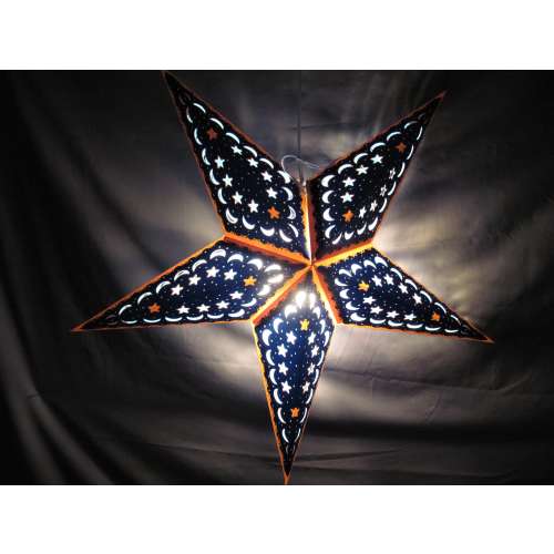 Paper Star Lantern Moon Cutout, Blue, Yellow, Light, Paper Folding Lamp, Power Cord Included