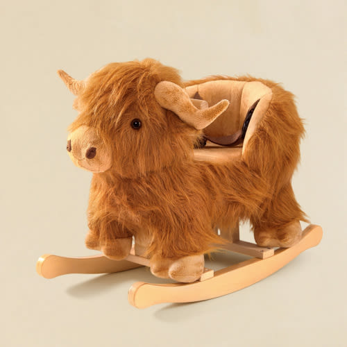 Highlander Cattle Plush Rocker Brown
