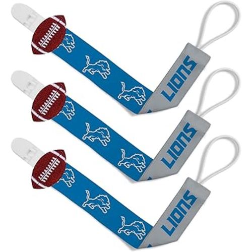 MasterPieces BabyFanatic Officially Licensed Unisex Pacifier Clip 2-Pack - NFL Detroit Lions - Officially Licensed Baby Apparel
