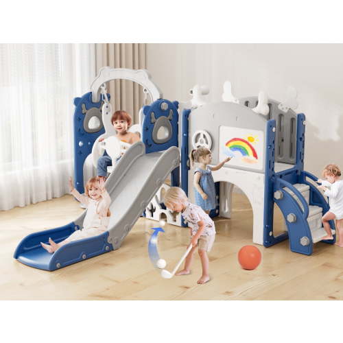 YUFU 13 in 1 Toddler Slide Swing Set with Golf Drawing Board for Indoor Outdoor Use for Kids Age 1+