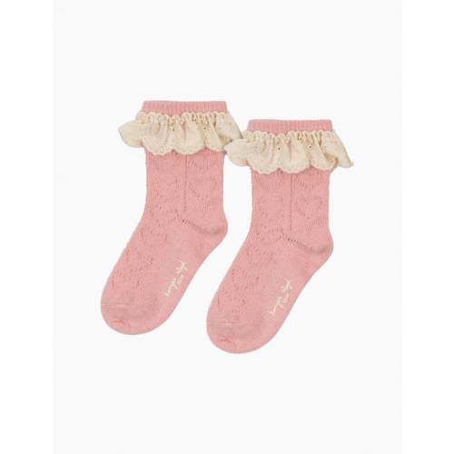 Wool Pointelle Socks in Rose