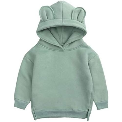 Baby Unisex Cotton Solid Hoodies, Toddler Sweatshirt Kids Cute Ear Hoody Tops Pullover Fall Winter Clothes