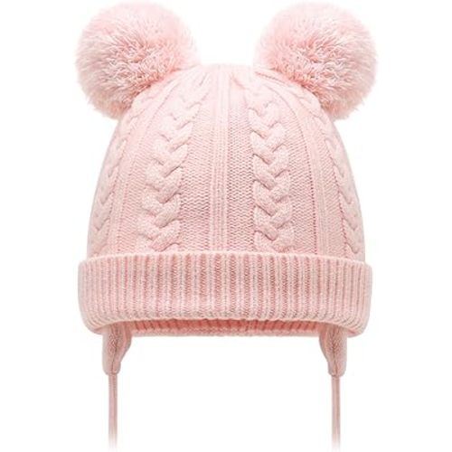 Duoyeree Toddler Winter Hat with Earflap Scarf Hood Thick Warm Kids Skull Cap for Baby Girls Boys