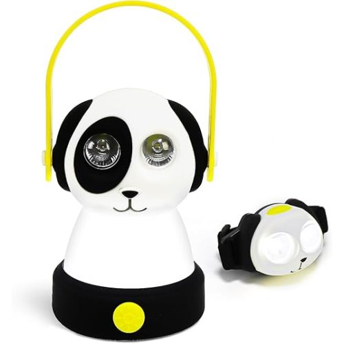 Outdoor Kids Camping Lanterns & Headlamp Set, Battery Powered Night Light, Lightweight LED Equipment, Birthday Christmas Gift (Dog Set)